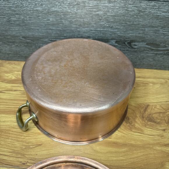 Culinox Spring Switzerland 3.5 Qt Copper Sauce Pan With Lid Brass Handle - Picture 8 of 11